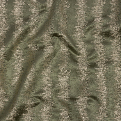 Satin-Faced Metallic Drapery Jacquard - Sage Ikat Stripes - British Imported