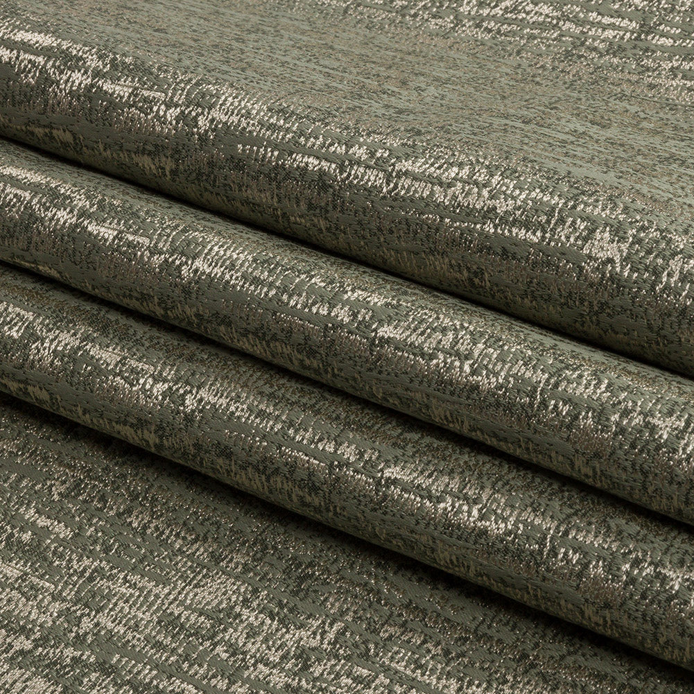 Metallic Satin-Faced Drapery Jacquard - Sage Distressed - British Imported Folded