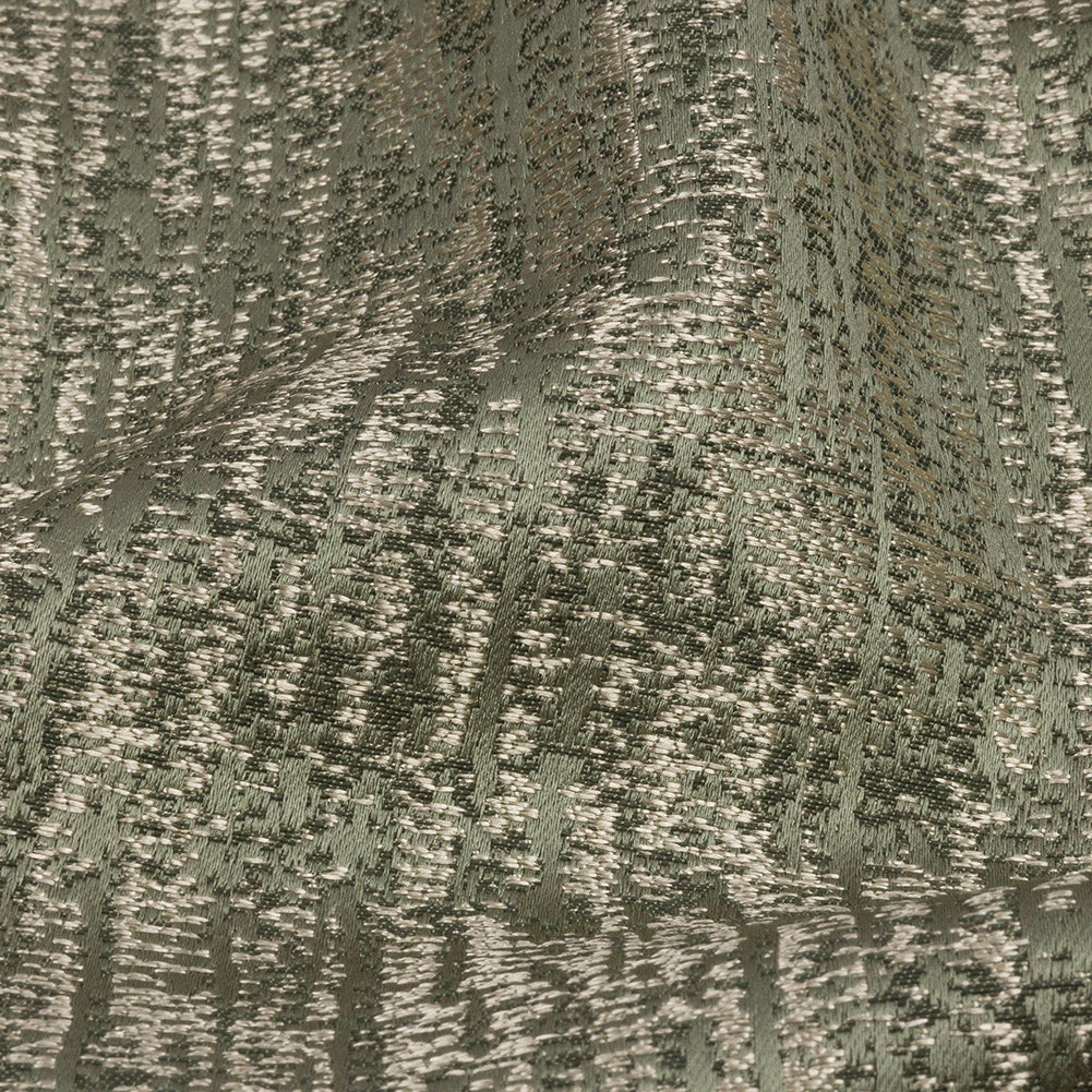 Metallic Satin-Faced Drapery Jacquard - Sage Distressed - British Imported Detail