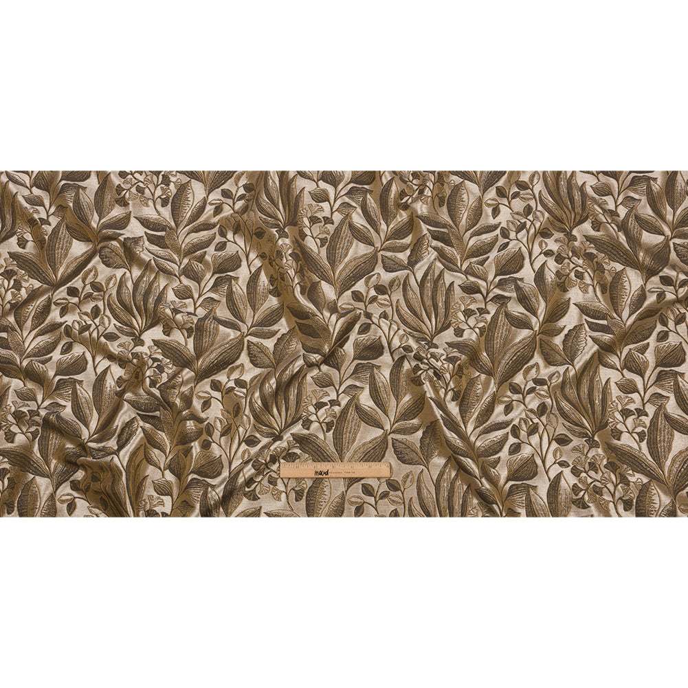 Metallic Drapery Jacquard - Ochre Lucent Leaves - British Imported Full