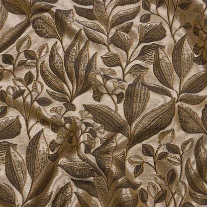 Metallic Drapery Jacquard - Ochre Lucent Leaves - British Imported
