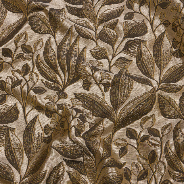 Metallic Drapery Jacquard - Ochre Lucent Leaves - British Imported