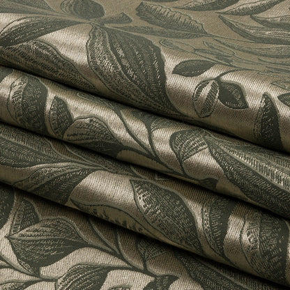 Metallic Drapery Jacquard - Sage Lucent Leaves - British Imported Folded