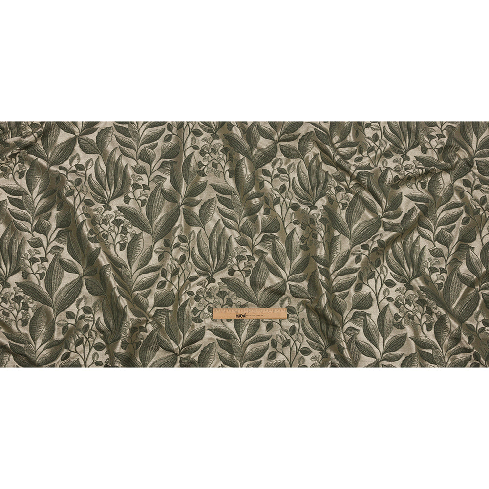 Metallic Drapery Jacquard - Sage Lucent Leaves - British Imported Full