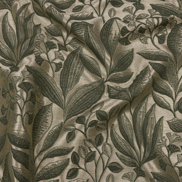 Metallic Drapery Jacquard - Sage Lucent Leaves - British Imported