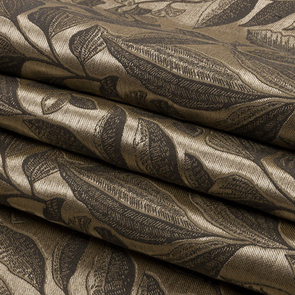 Metallic Drapery Jacquard - Truffle Lucent Leaves - British Imported Folded