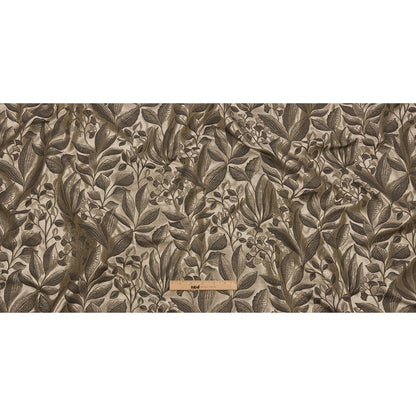 Metallic Drapery Jacquard - Truffle Lucent Leaves - British Imported Full