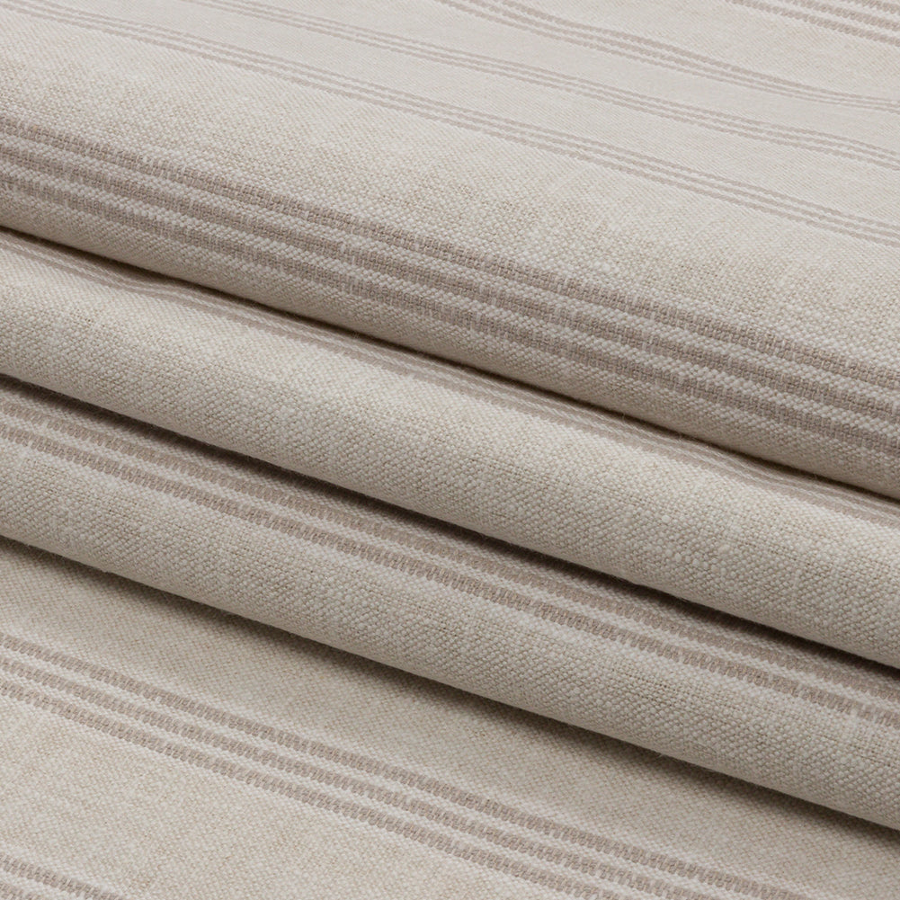 Slubbed Cotton and Polyester Woven - Linen Striped - British Imported Folded