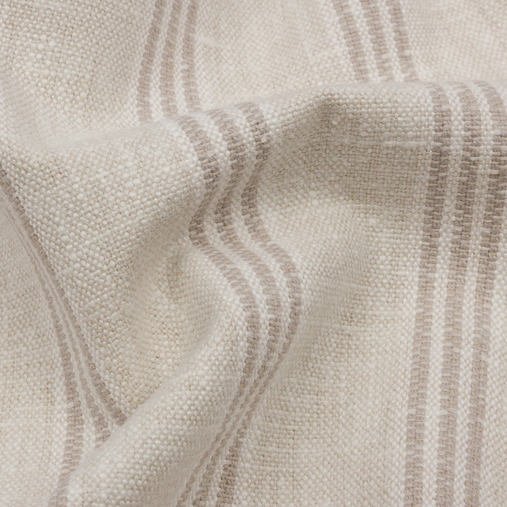 Slubbed Cotton and Polyester Woven - Linen Striped - British Imported Detail