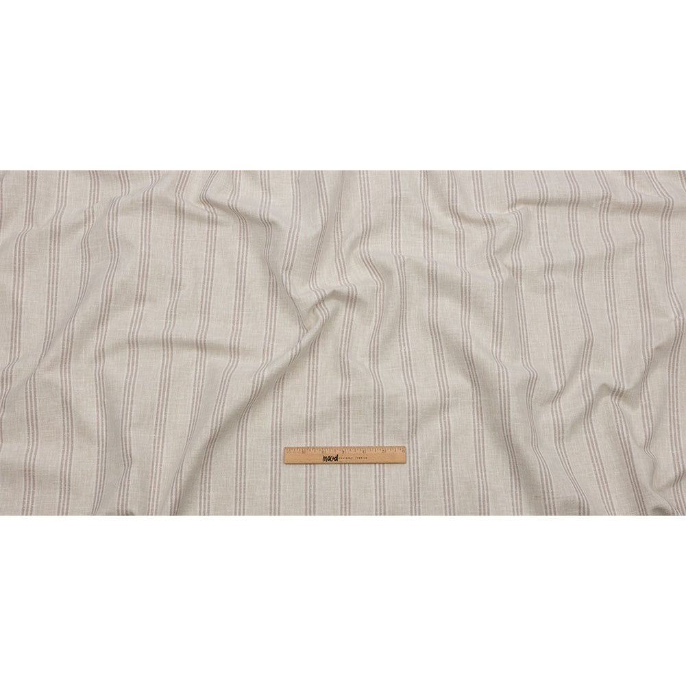 Slubbed Cotton and Polyester Woven - Linen Striped - British Imported Full