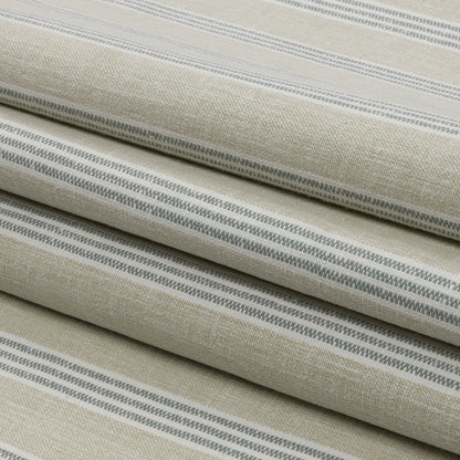 Slubbed Cotton and Polyester Woven - Sage Striped - British Imported Folded