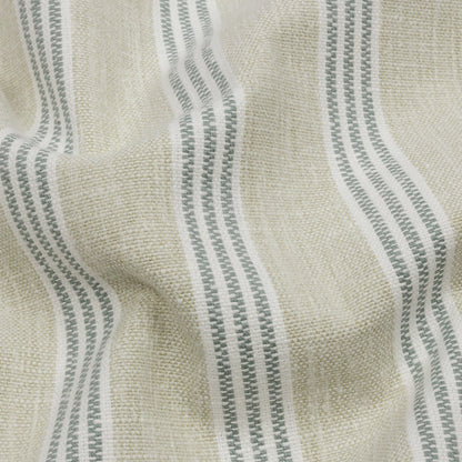 Slubbed Cotton and Polyester Woven - Sage Striped - British Imported Detail
