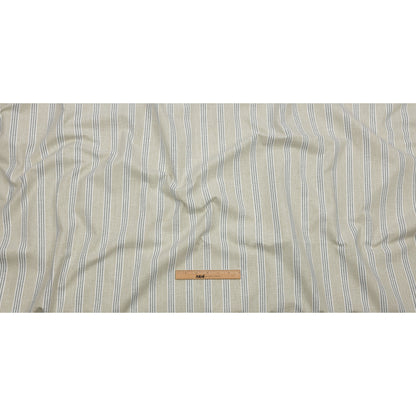 Slubbed Cotton and Polyester Woven - Sage Striped - British Imported Full