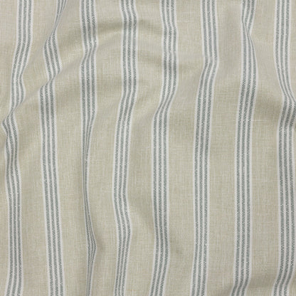 Slubbed Cotton and Polyester Woven - Sage Striped - British Imported