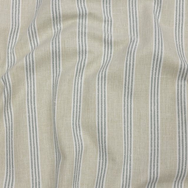 Slubbed Cotton and Polyester Woven - Sage Striped - British Imported