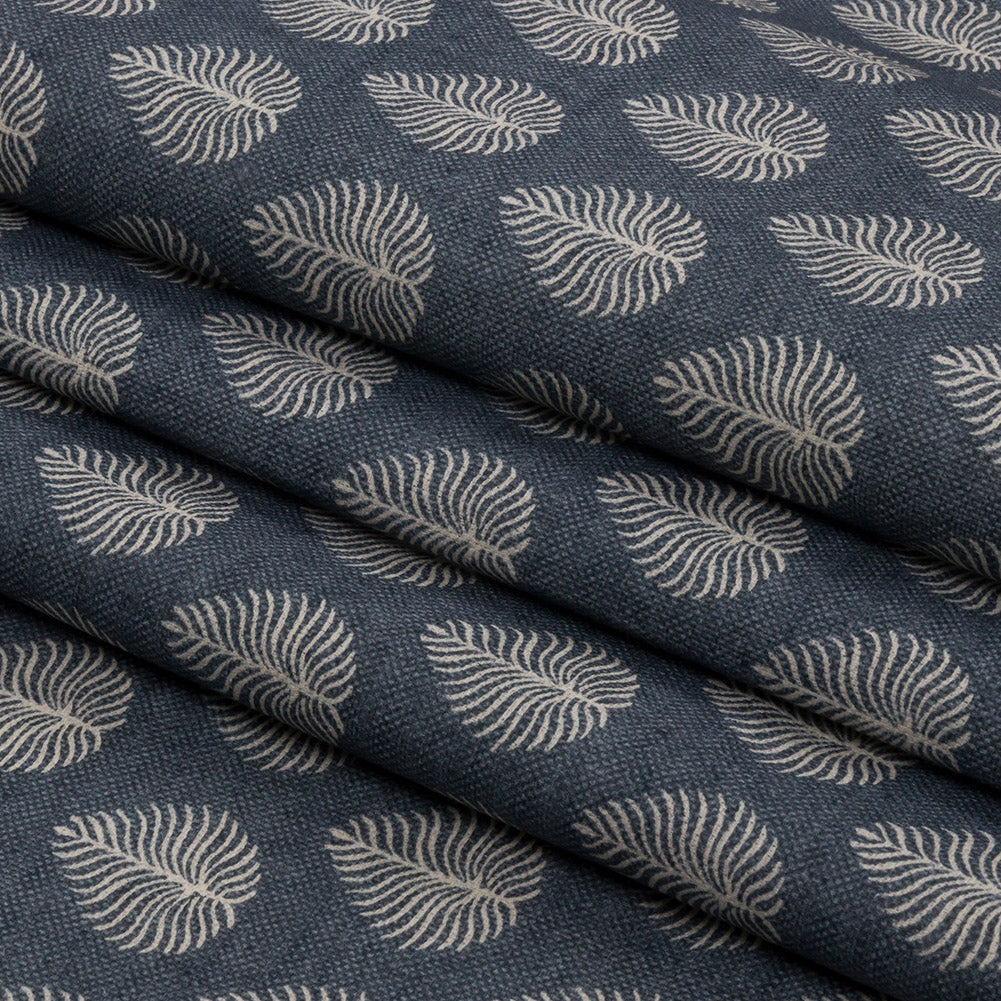 Cotton Canvas Print - Indigo Leaves - British Imported Folded