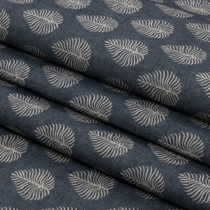 Cotton Canvas Print - Indigo Leaves - British Imported Folded