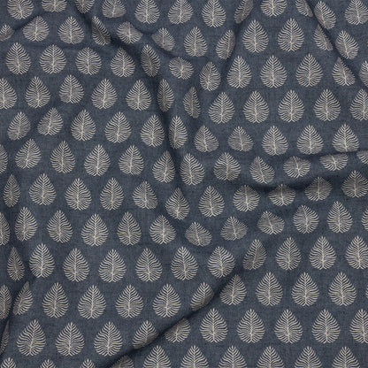 Cotton Canvas Print - Indigo Leaves - British Imported