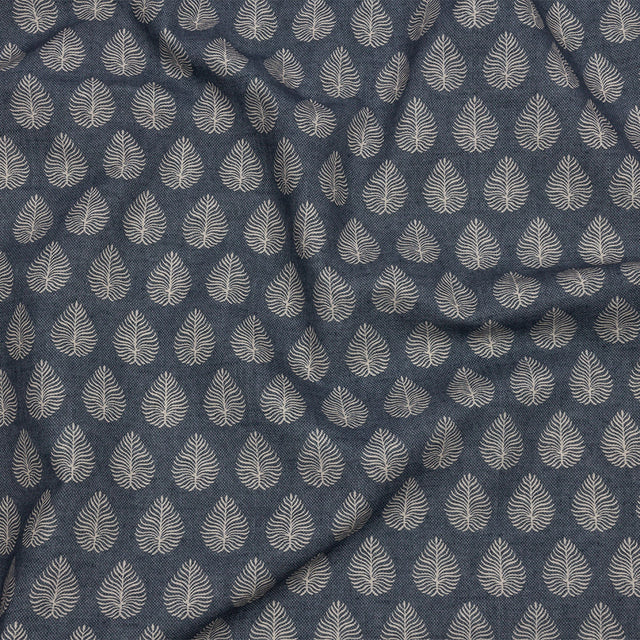 Cotton Canvas Print - Indigo Leaves - British Imported