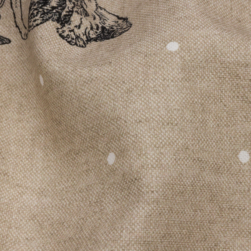 Cotton Canvas Print - Linen Terriers and Polka Dots - British Imported Detail
