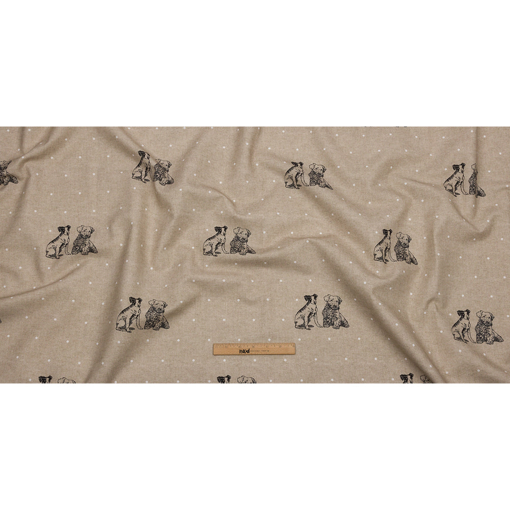 Cotton Canvas Print - Linen Terriers and Polka Dots - British Imported Full