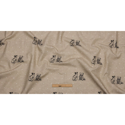 Cotton Canvas Print - Linen Terriers and Polka Dots - British Imported Full