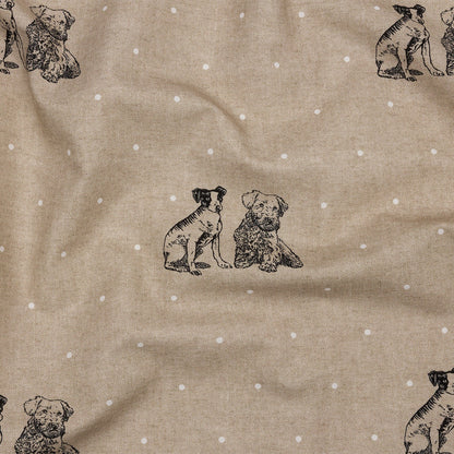 Cotton Canvas Print - Linen Terriers and Polka Dots - British Imported