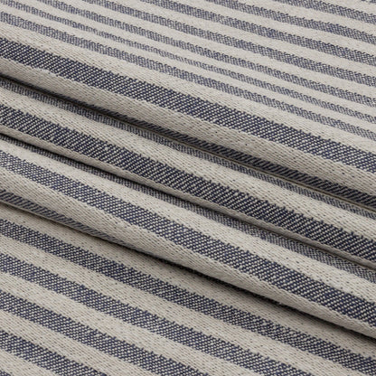 Cotton and Polyester Woven - Indigo - Raised Stripes - British Imported Folded