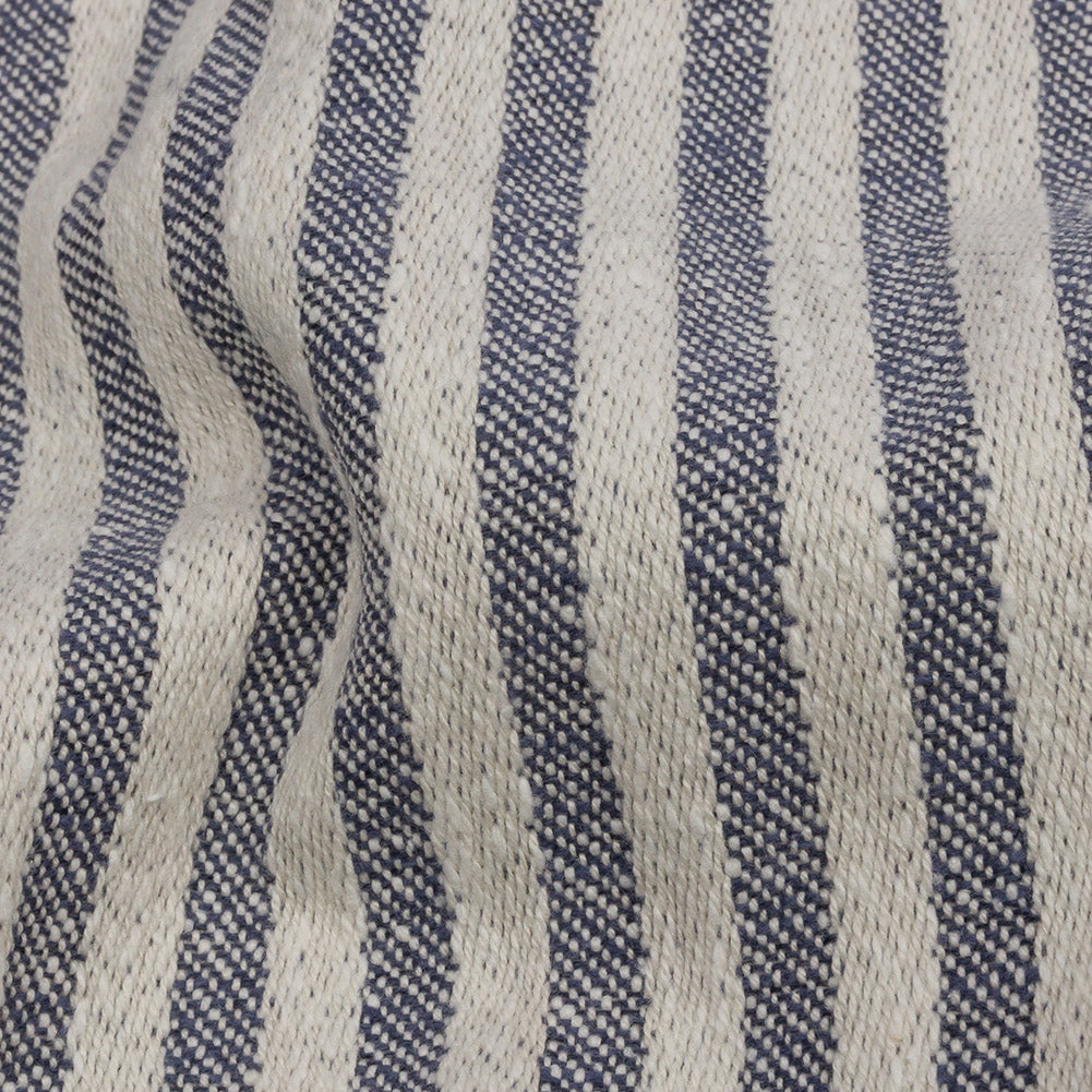 Cotton and Polyester Woven - Indigo - Raised Stripes - British Imported Detail
