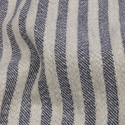 Cotton and Polyester Woven - Indigo - Raised Stripes - British Imported Detail