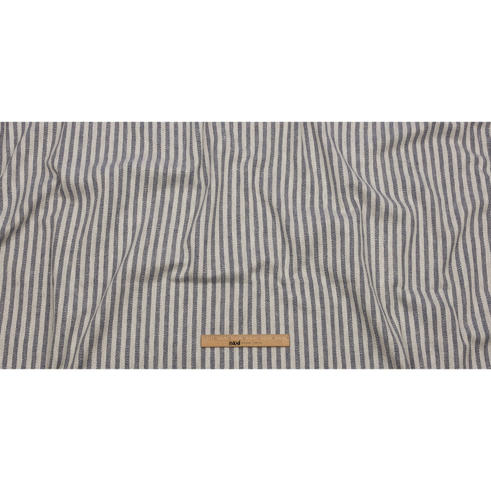 Cotton and Polyester Woven - Indigo - Raised Stripes - British Imported Full