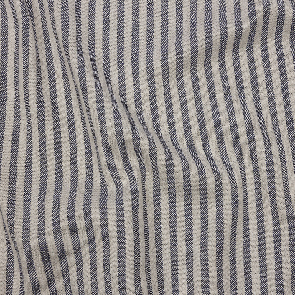 Cotton and Polyester Woven - Indigo - Raised Stripes - British Imported