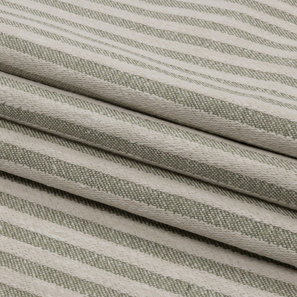 Cotton and Polyester Woven - Sage - Raised Stripes - British Imported Folded
