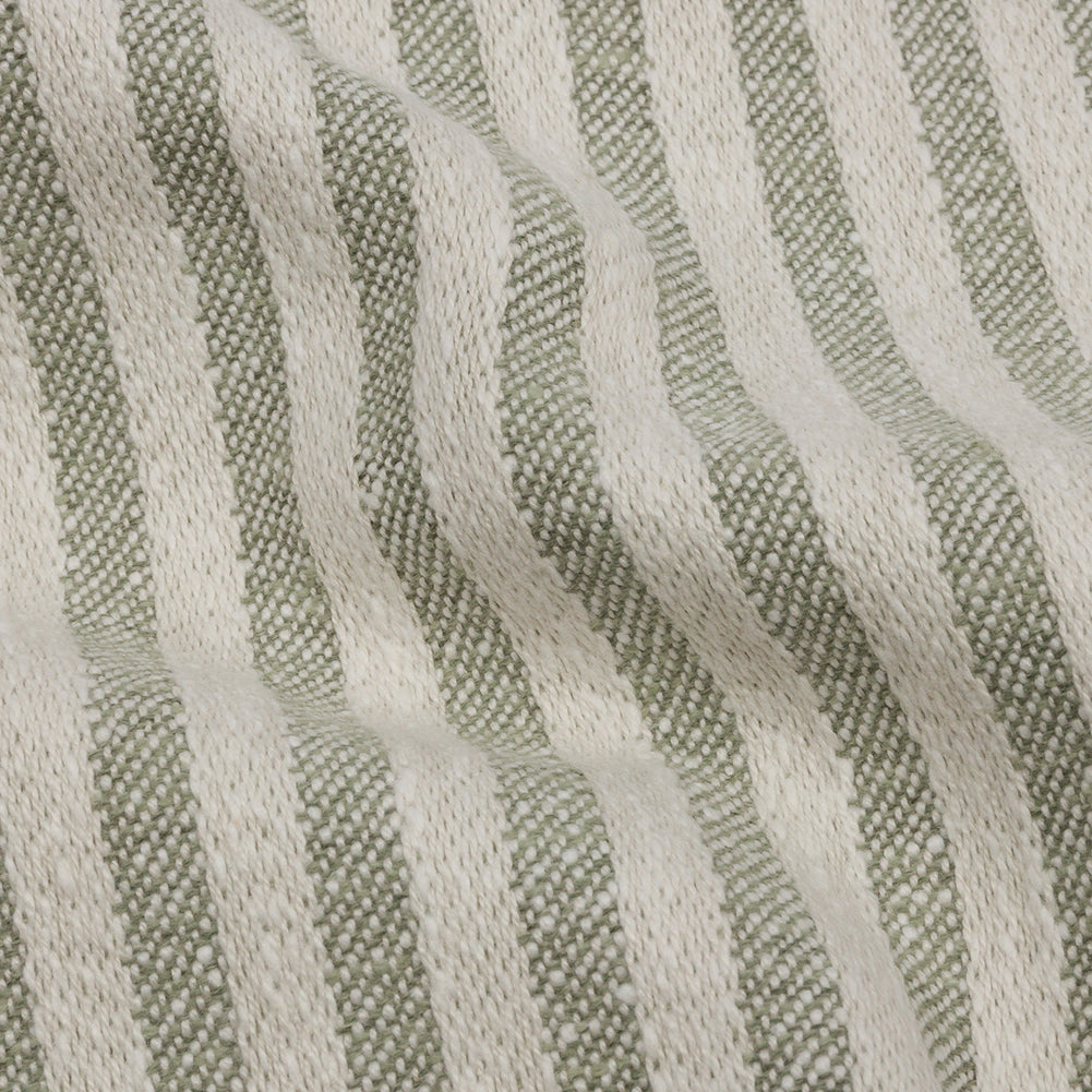 Cotton and Polyester Woven - Sage - Raised Stripes - British Imported Detail