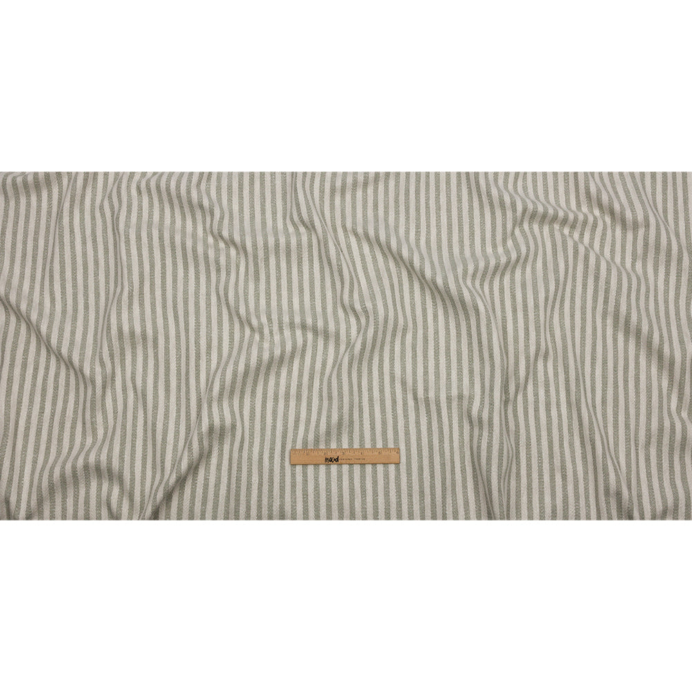 Cotton and Polyester Woven - Sage - Raised Stripes - British Imported Full