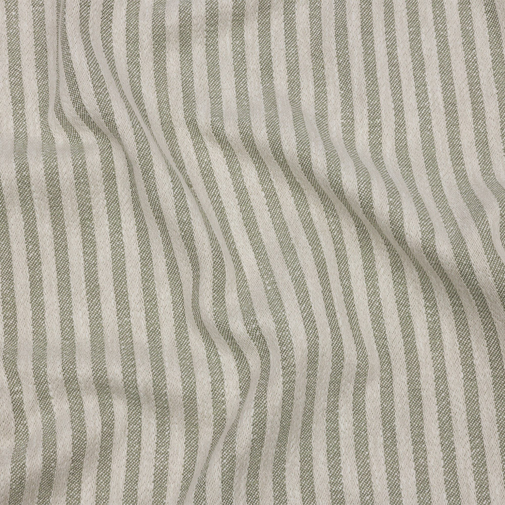 Cotton and Polyester Woven - Sage - Raised Stripes - British Imported