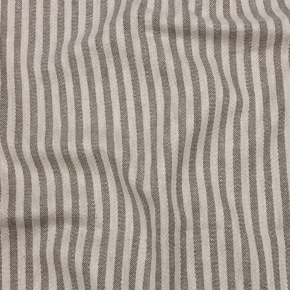 Cotton and Polyester Woven - Smoke - Raised Stripes - British Imported Detail