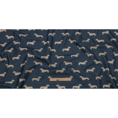 Cotton Canvas Print - Indigo Dachshunds - British Imported Full
