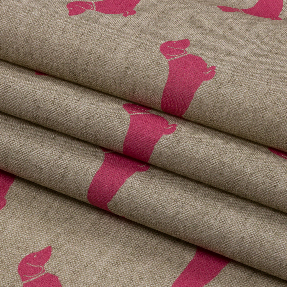 Cotton Canvas Print - Raspberry Dachshunds - British Imported Folded