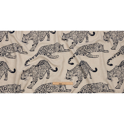 Flocked Polyester Drapery Woven - Midnight Jaguars - British Imported Full