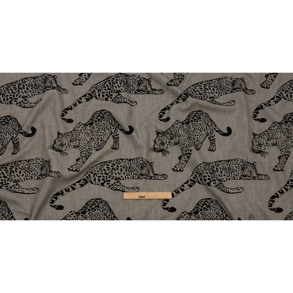 Flocked Polyester Drapery Woven - Slate Jaguars - British Imported Full
