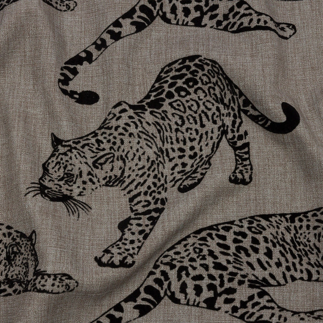 Flocked Polyester Drapery Woven - Slate Jaguars - British Imported