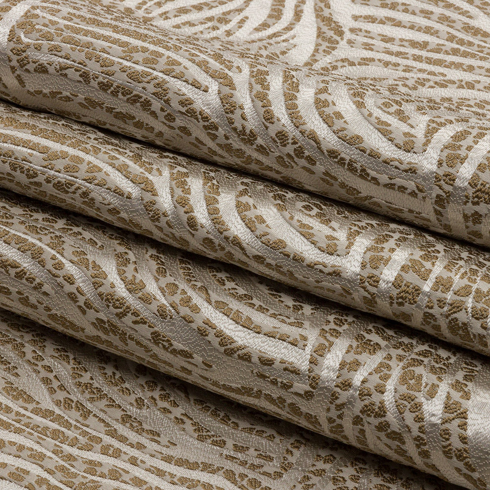 Drapery Jacquard - Sand Animal Stripes and Spots - British Imported Folded