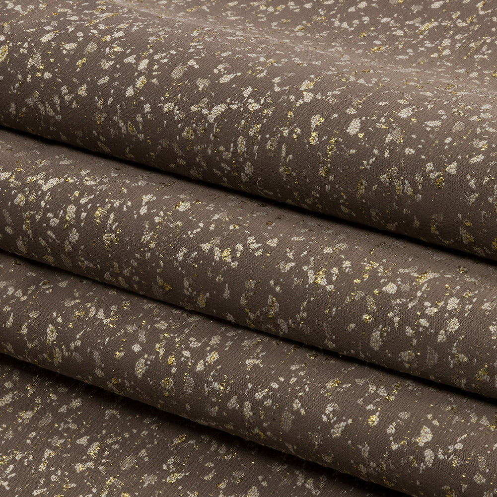 Metallic Drapery Jacquard - Truffle Speckled - British Imported Folded