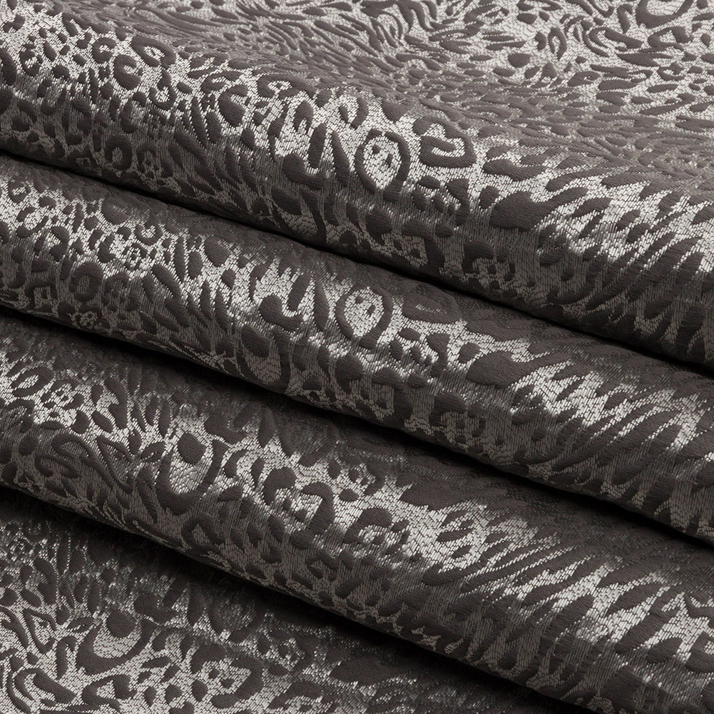 Drapery Jacquard - Slate Running Leopard - British Imported Folded