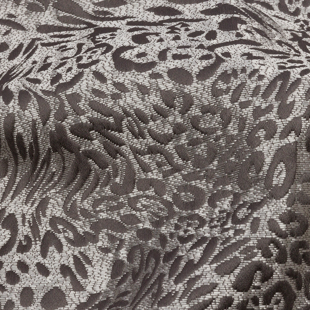 Drapery Jacquard - Slate Running Leopard - British Imported Detail