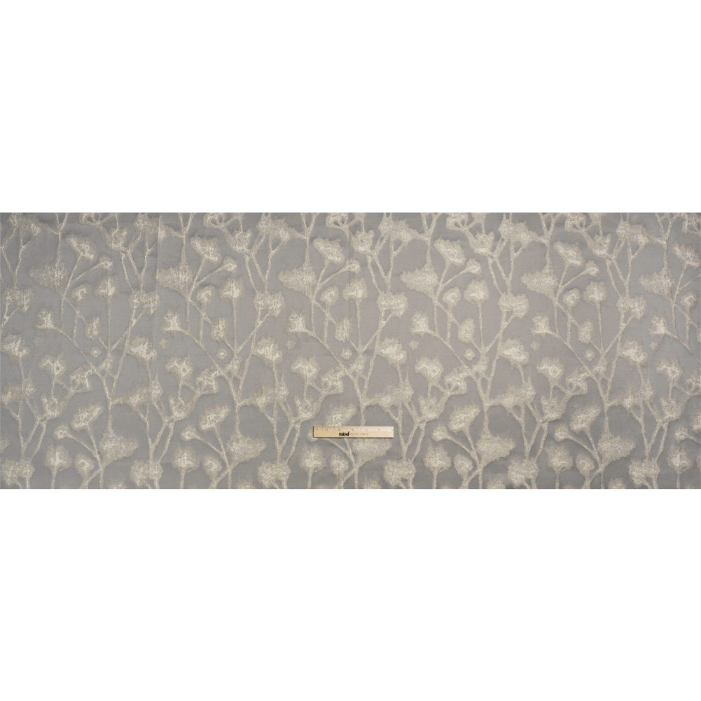 Metallic Drapery Jacquard - Dove Blurred Branches - British Imported Full