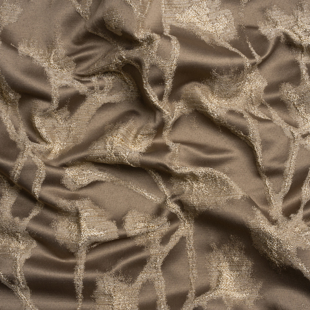 Metallic Drapery Jacquard - Mole Blurred Branches - British Imported