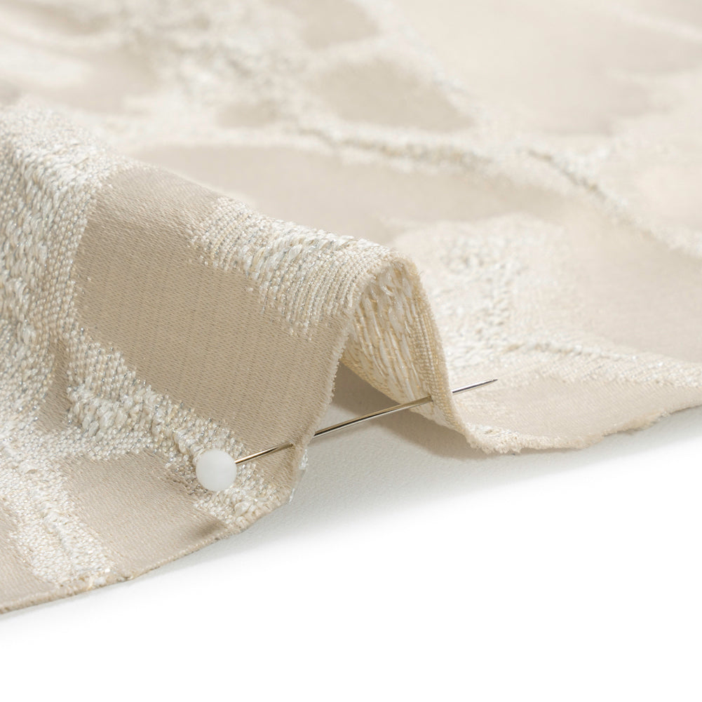 Metallic Drapery Jacquard - Porcelain Blurred Branches - British Imported Detail