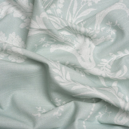 Cotton Canvas Print - Duckegg Scrolls and Leaves - British Imported